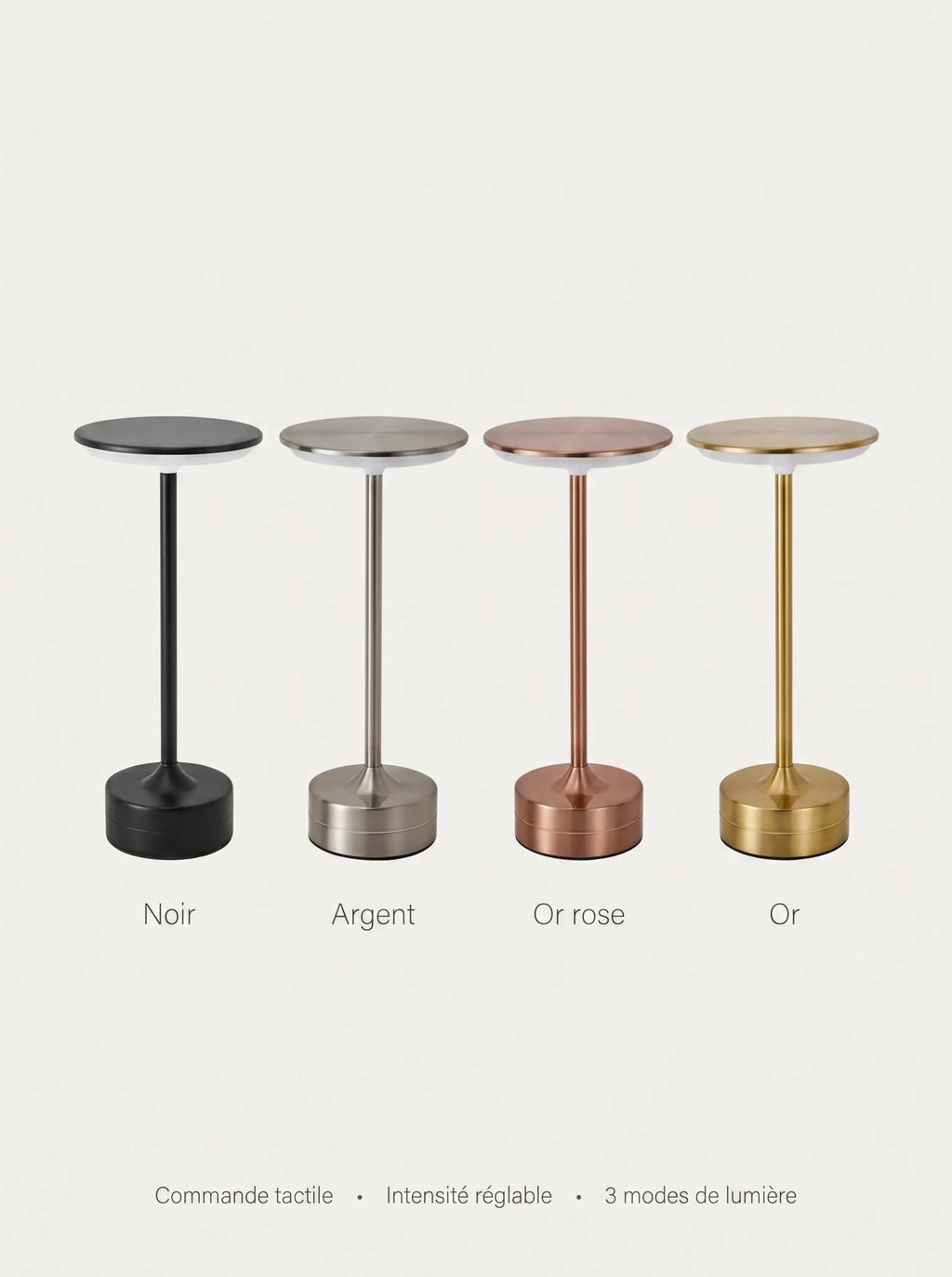 Lampe bistro métal rechargeable - vue de profil