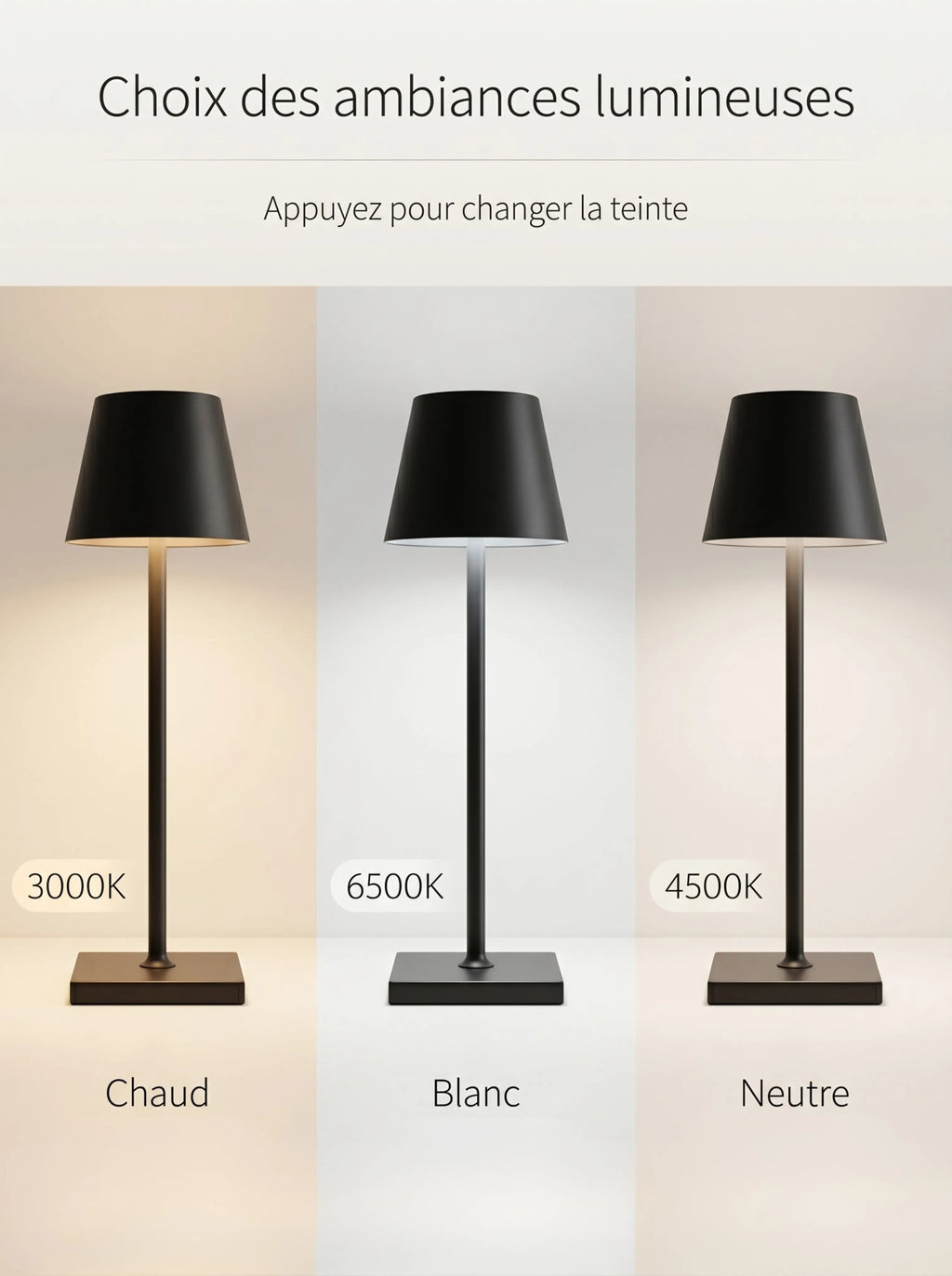 Lampe table rechargeable - lumière tamisée intérieur