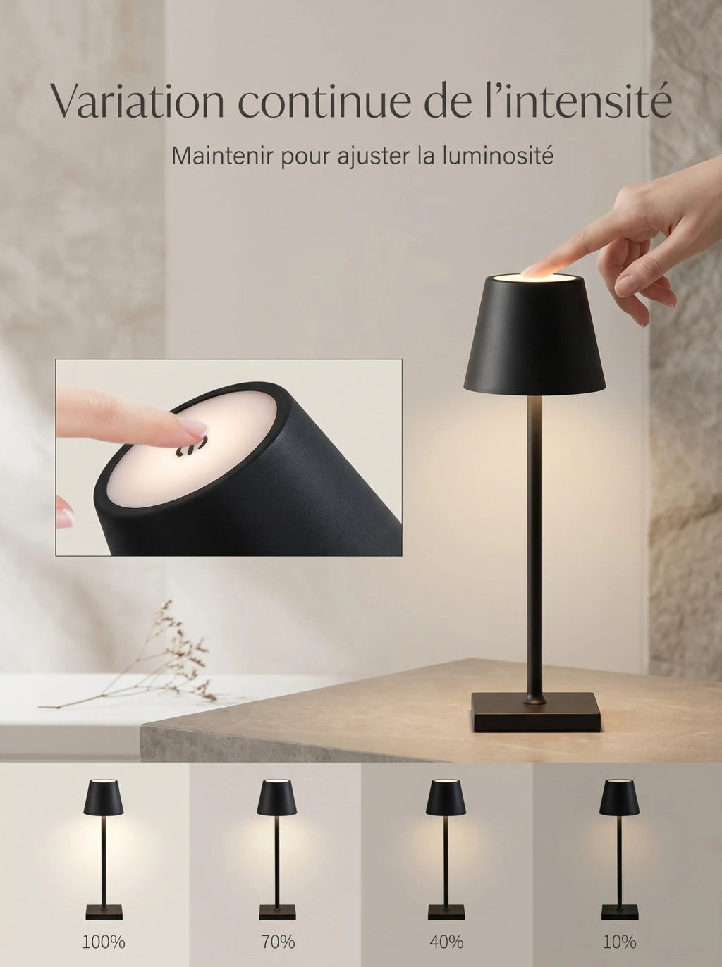 Lampe bistro sans fil - ambiance soirée chaleureuse
