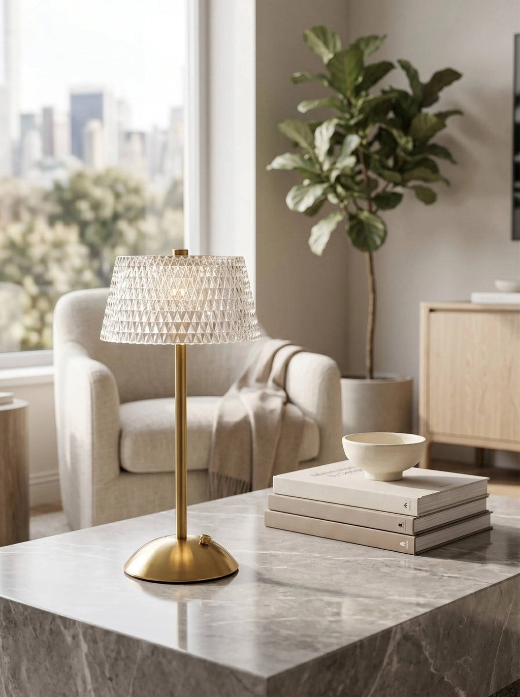 Lampe cristal sans fil rechargeable - tige épaisse