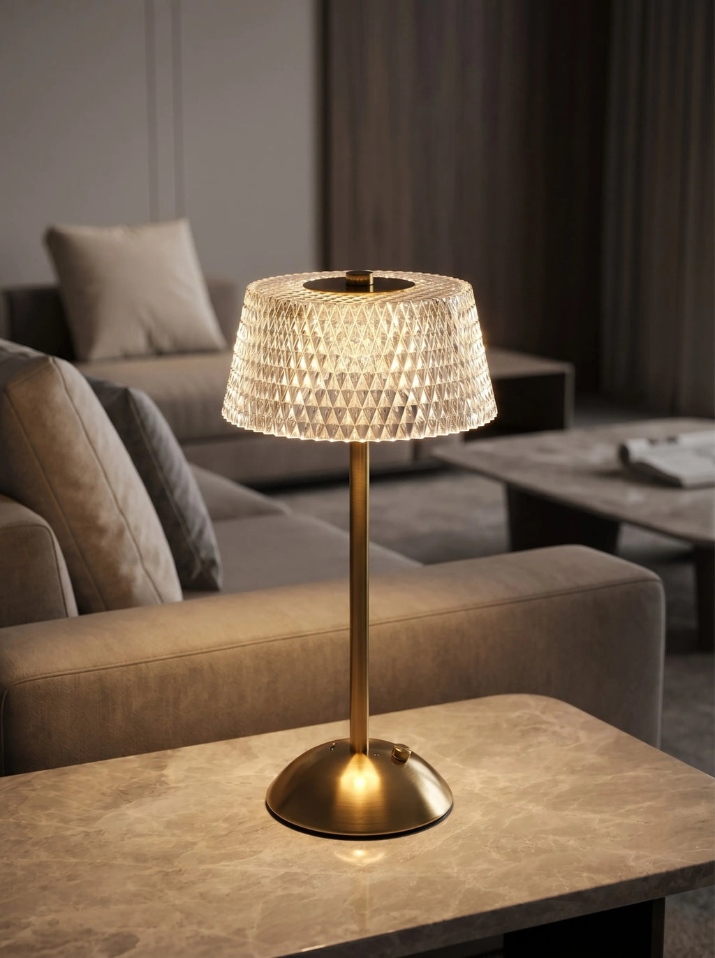 Lampe cristal LED rechargeable USB-C - reflets lumineux