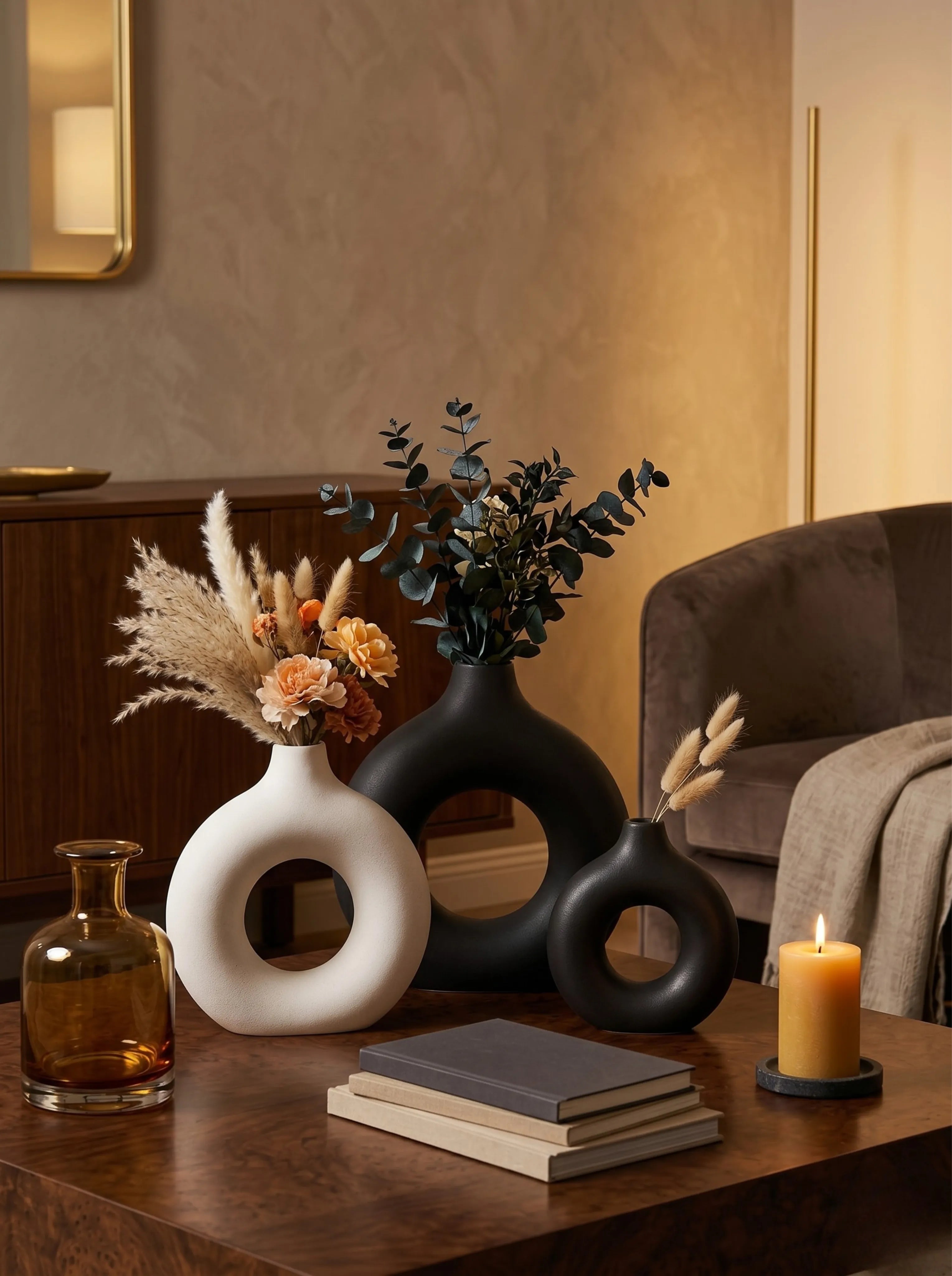 Vase donut céramique scandinave - vue de profil