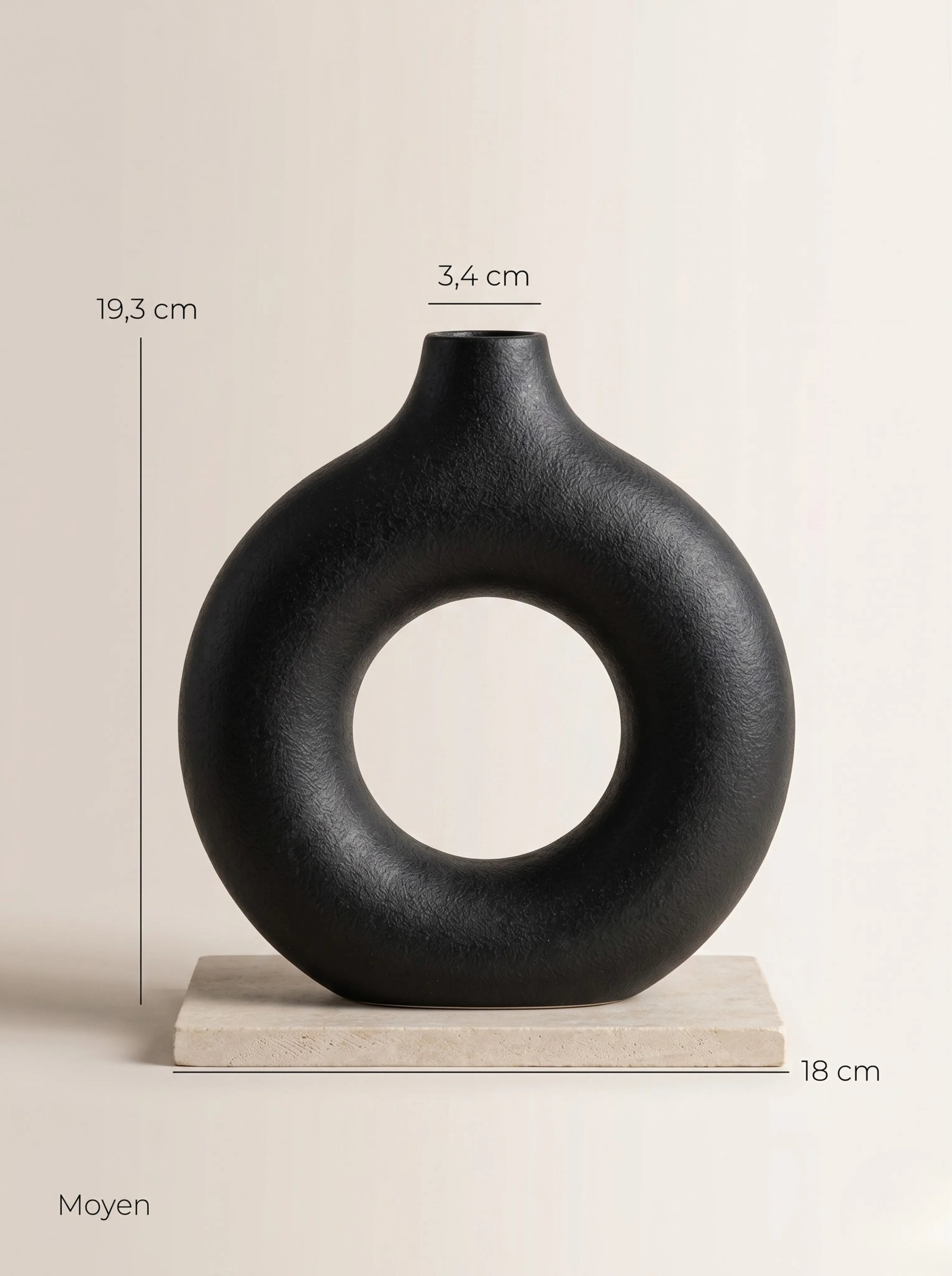 Vase anneau céramique noir et blanc - deux coloris