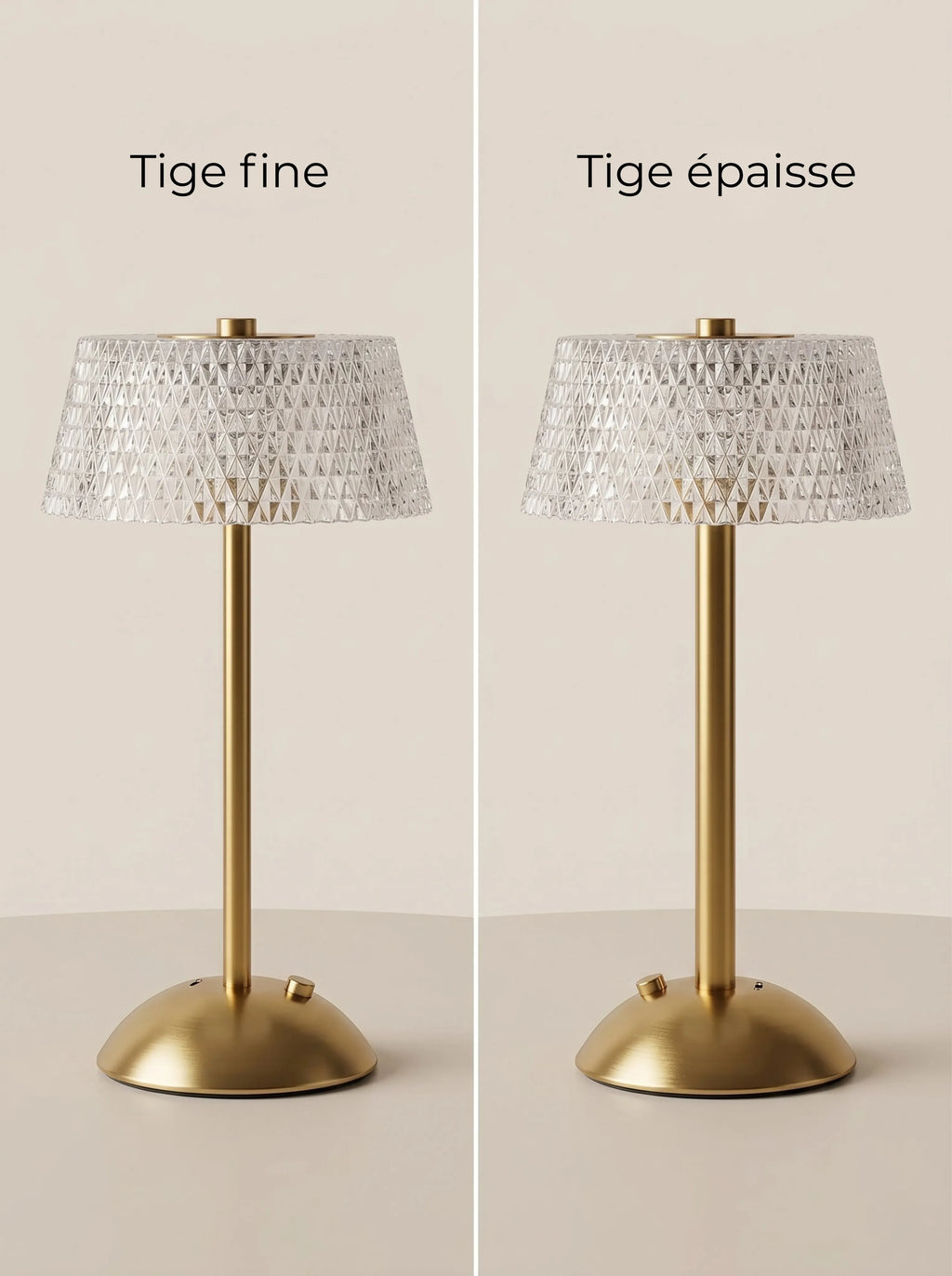 Lampe cristal décorative rechargeable - vue de face