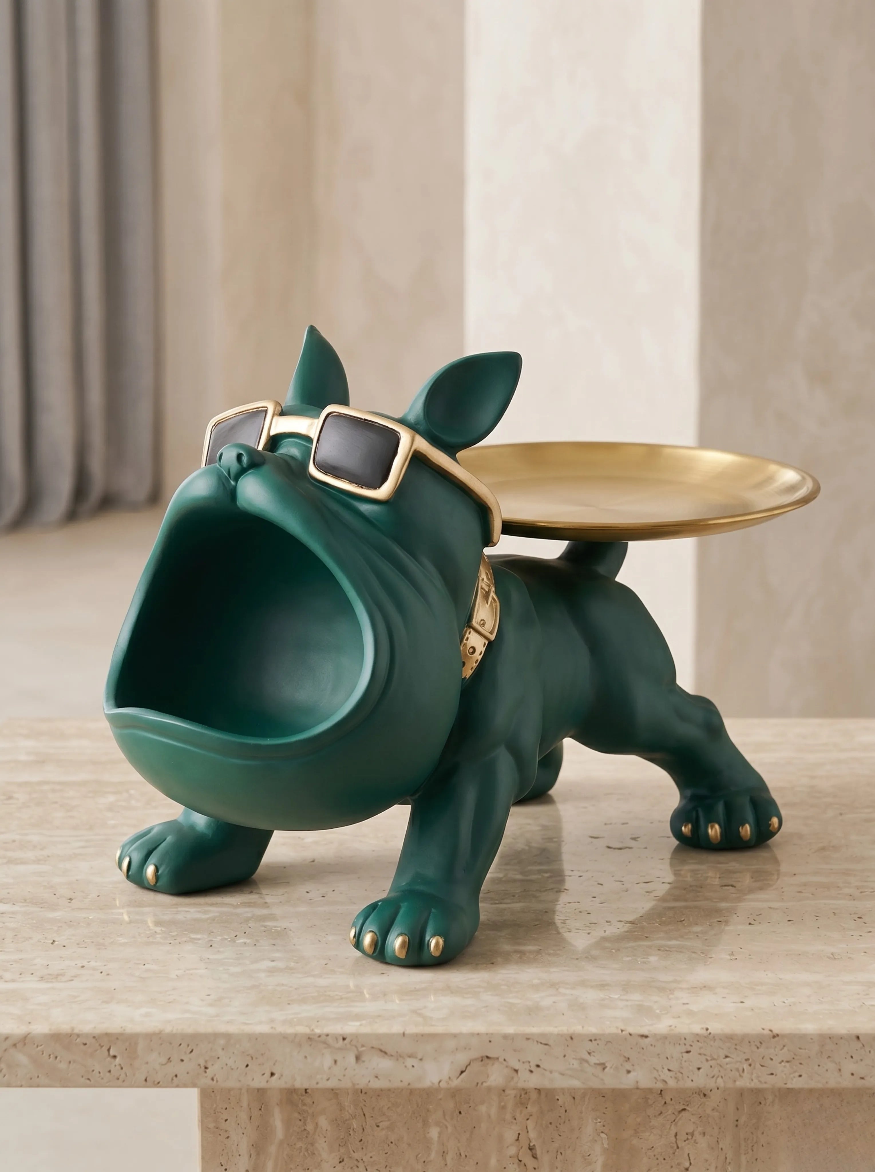 Vide-poche bouledogue vert - objet déco décalé humour