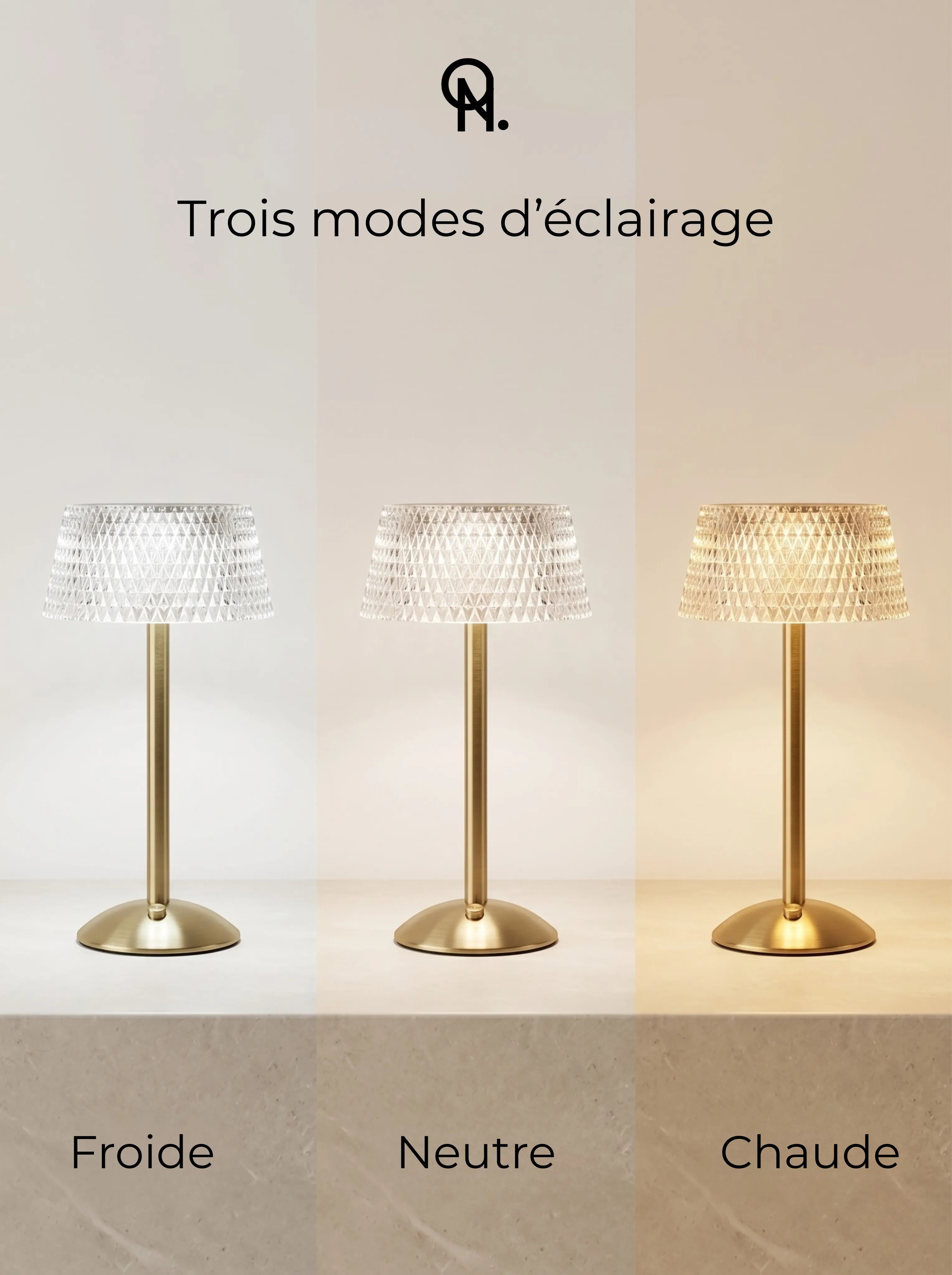 Lampe cristal rechargeable - posée sur bureau