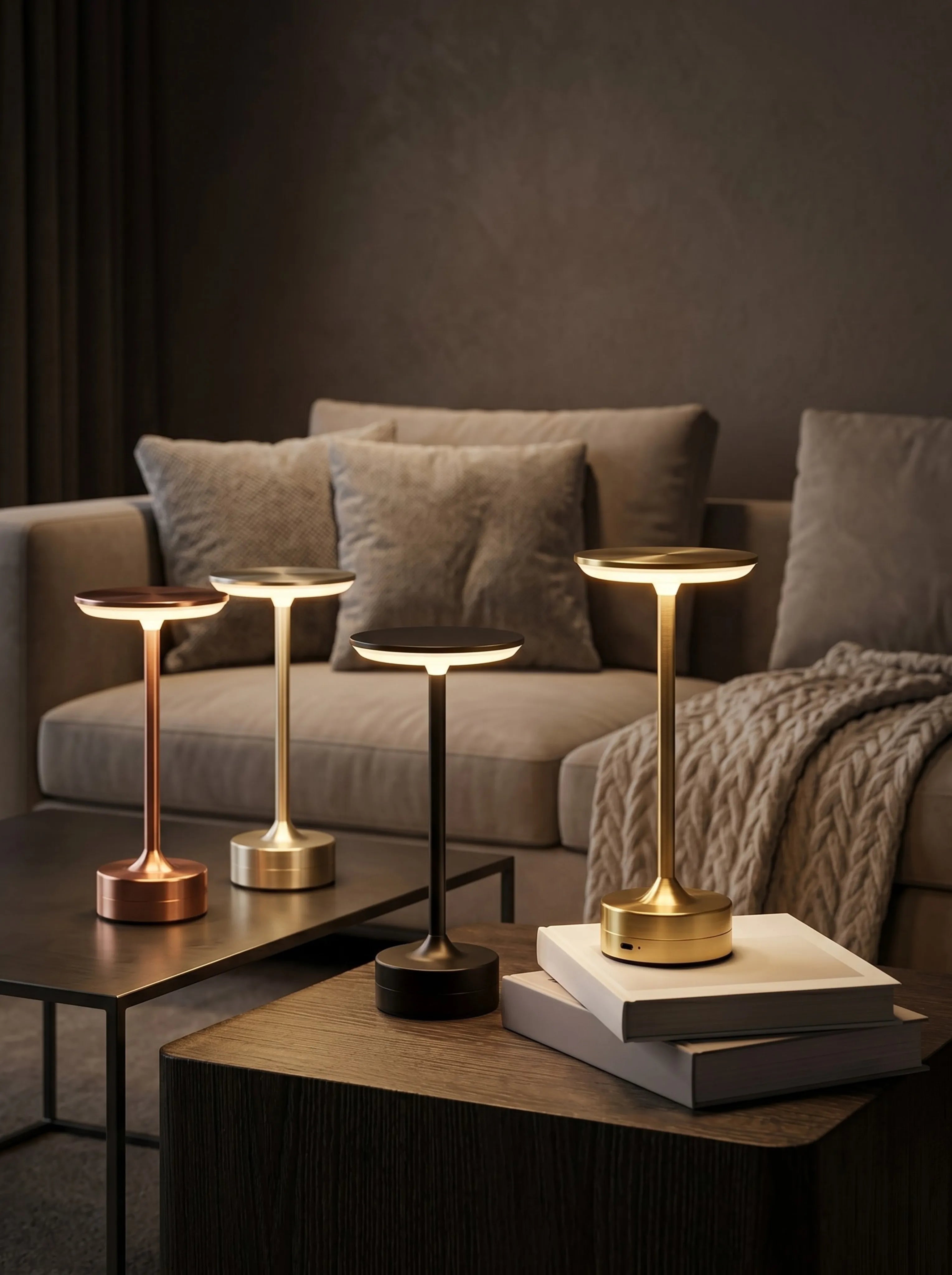 Lampe de Table LED Métal Sans Fil – Rechargeable USB-C